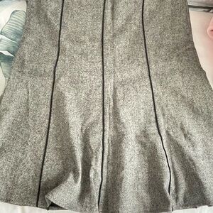 Elegant Gray Midi Skirt with Black Trim